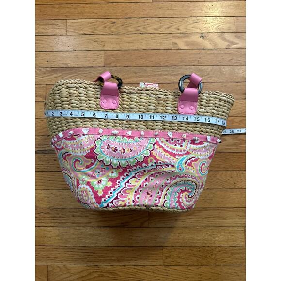 Vera Bradley Pink and Green Paisley Tote Bag - Picture 5 of 9